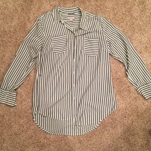 Merona Button Down Striped Long Sleeve